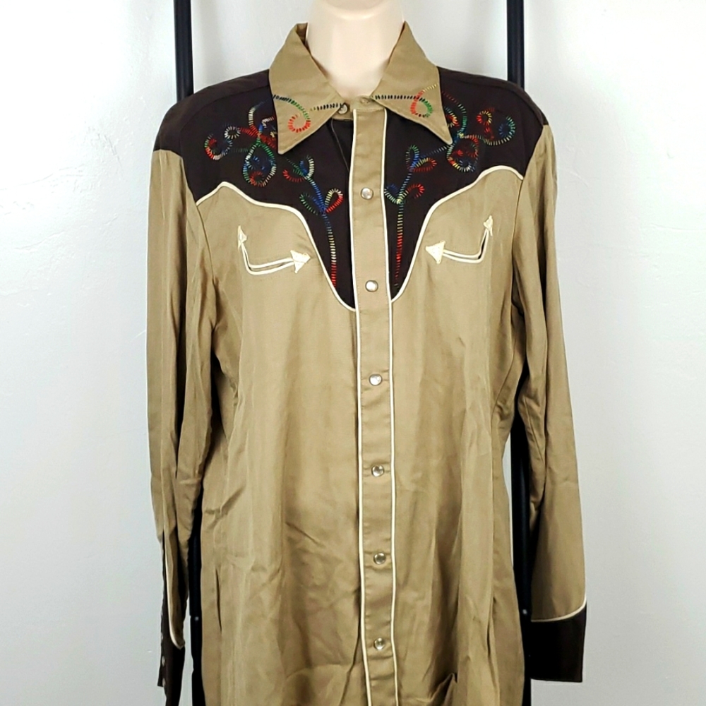 Vintage H Bar C California Ranch Wear shirt western cowboy ranch brown men